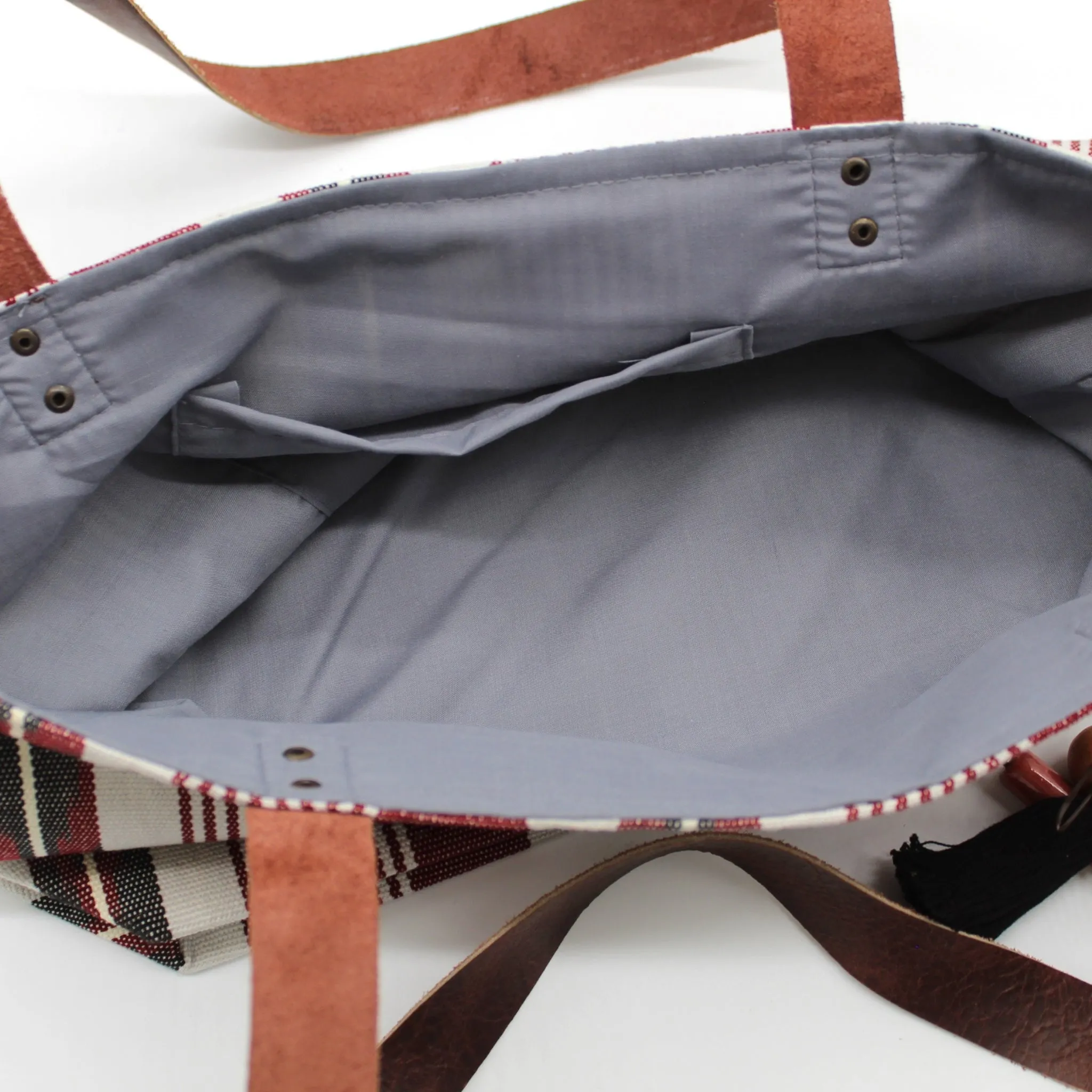 Tote RED & BLACK STRIPES IKAT