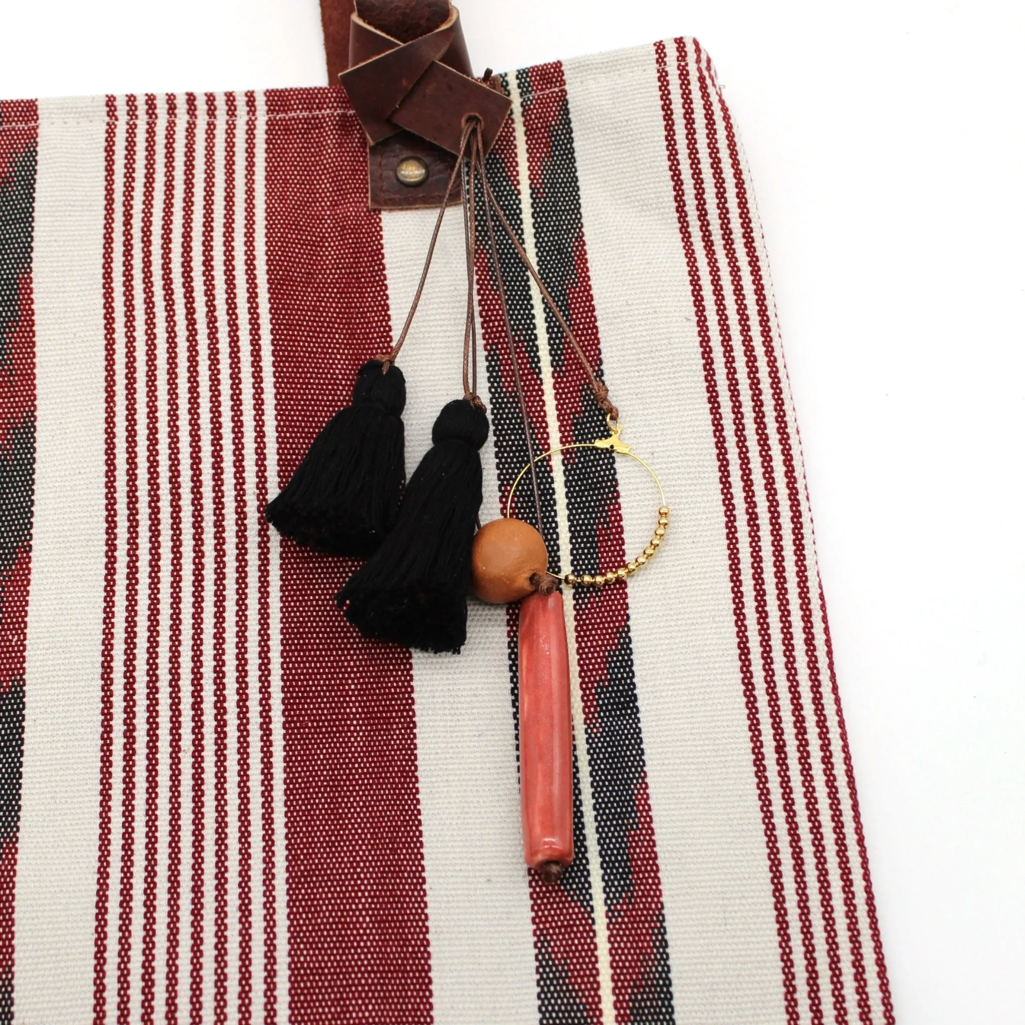 Tote RED & BLACK STRIPES IKAT