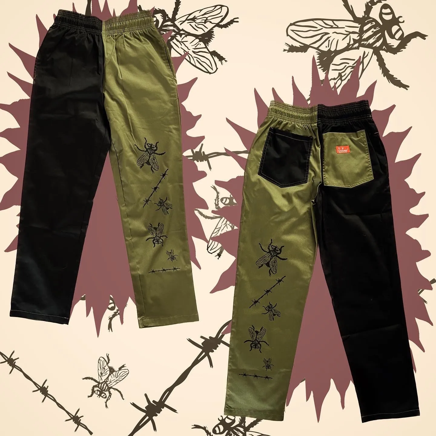 UNISEX FLIES WORK PANTS *OLIVE/BLACK