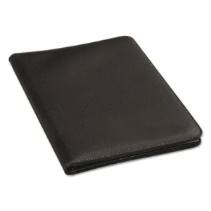 Universal® Leather-Look Pad Folio, Inside Flap Pocket W/card Holder, Black