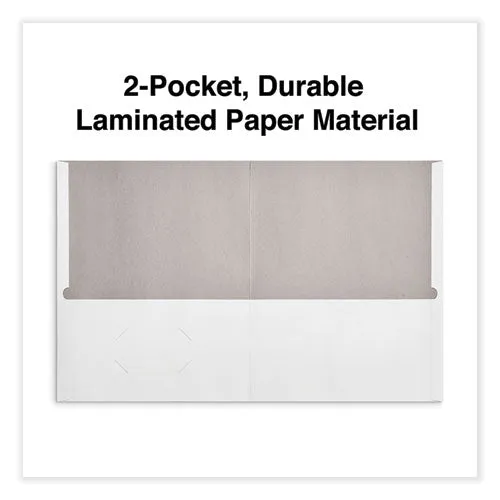 Universal® Two-Pocket Portfolio, Embossed Leather Grain Paper, 11 X 8.5, White, 25/box