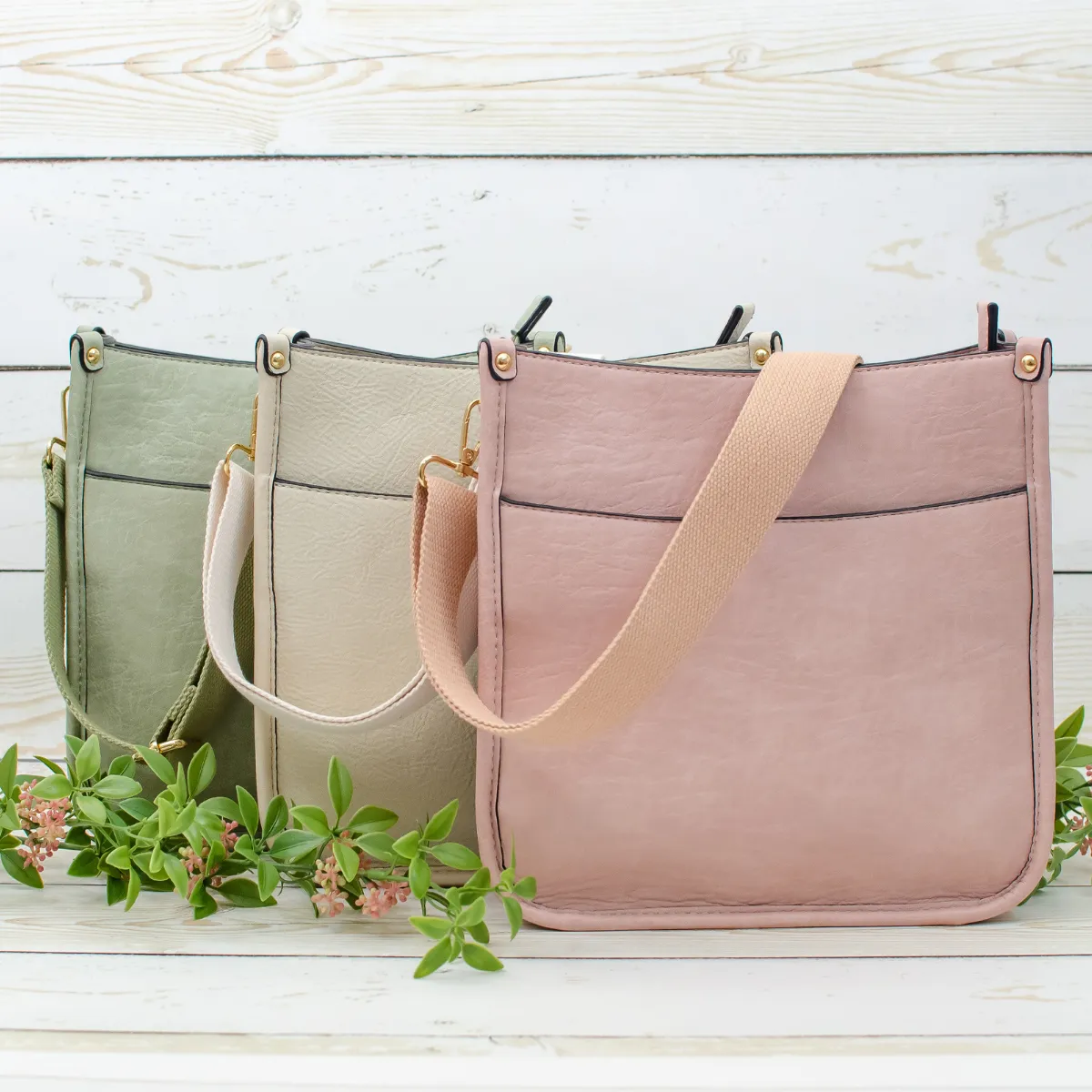 Vegan Leather Small Crossbody Purse With Guitar Strap - Monogrammable Purse - Posie - 6 Colors